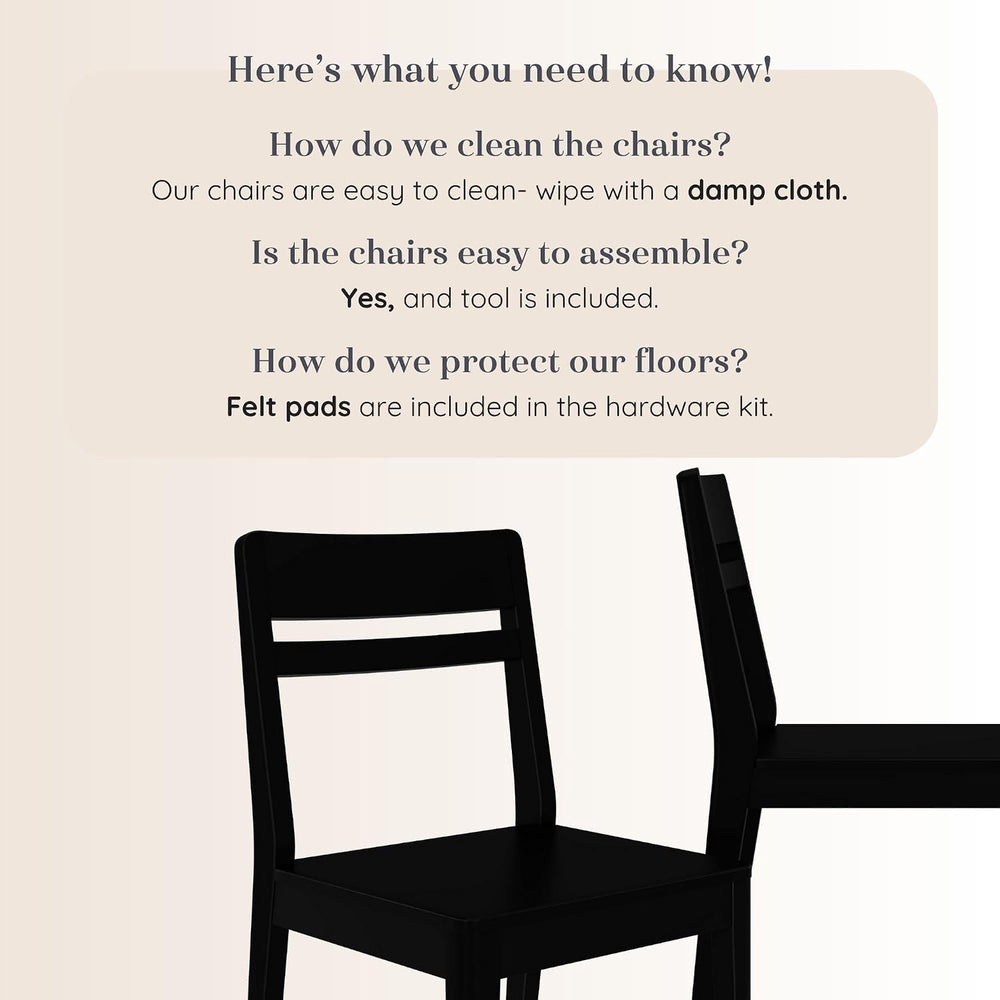 Grain & Grove Crew Dining Chair, Set of 2, Solid Rubberwood Frame, Engine...