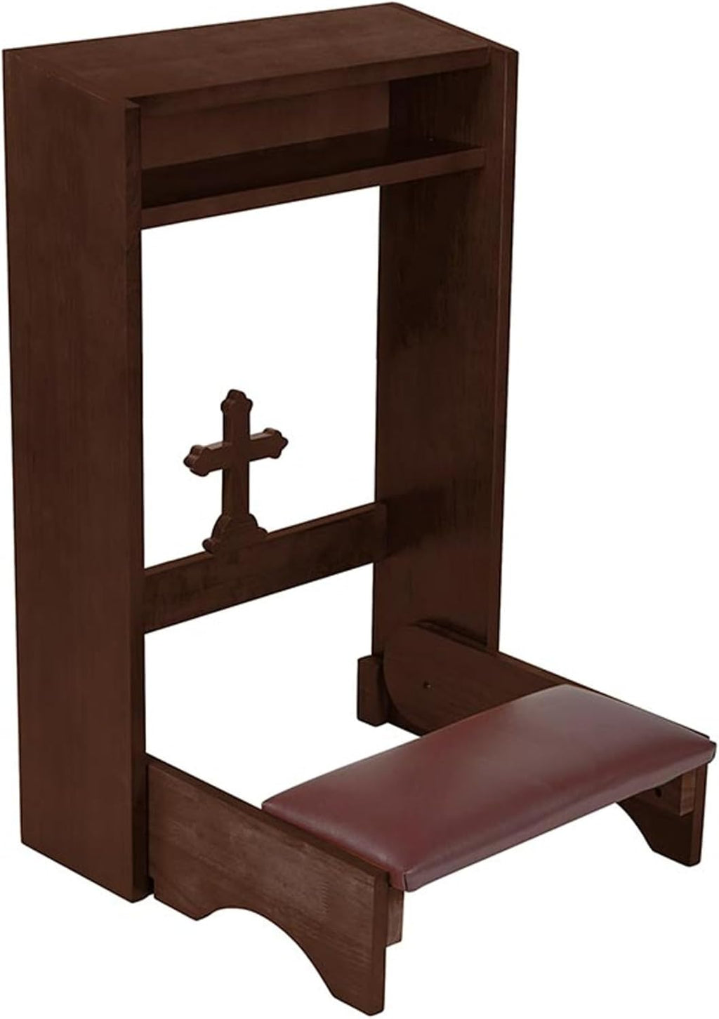 Needzo Walnut Wooden Cross Kneeler, Catholic Church Supplies, Foldable, 20 x 32 Inches