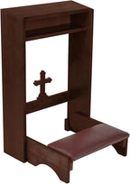 Needzo Walnut Wooden Cross Kneeler, Catholic Church Supplies, Foldable, 20 x 32 Inches