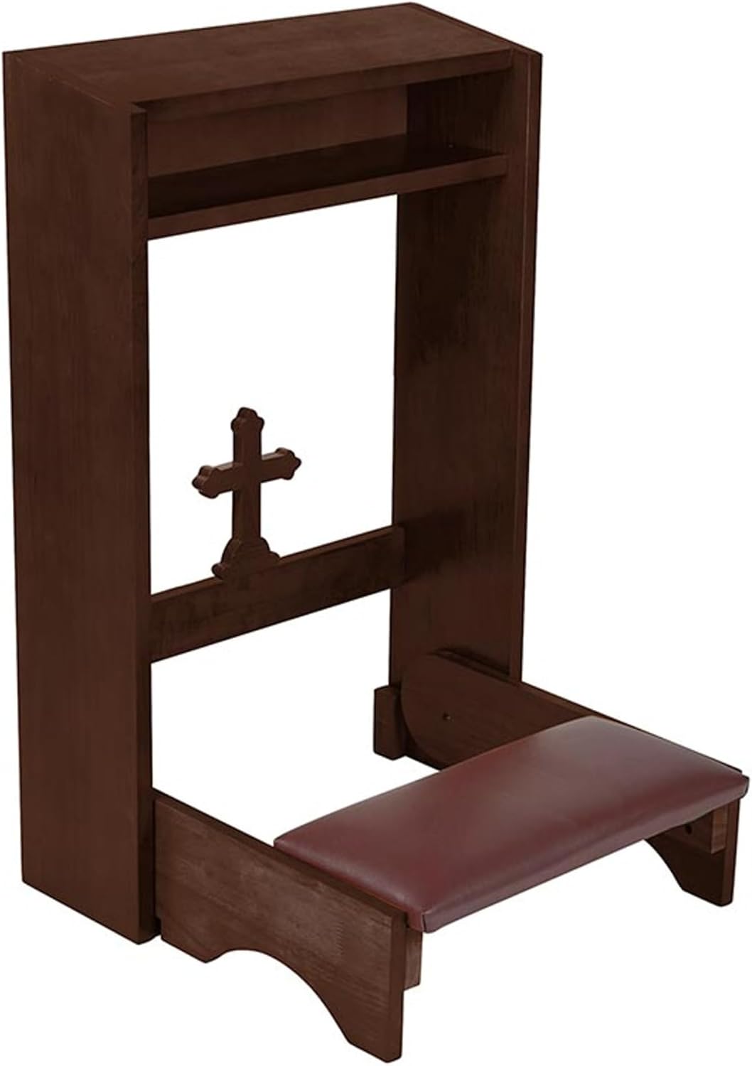 Needzo Walnut Wooden Cross Kneeler, Catholic Church Supplies, Foldable, 20 x 32 Inches