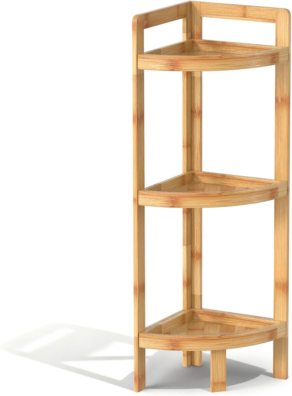 2026 New Bamboo Standing Shelf, 3 Tier Corner Shelf Stand, Free-Standing Shel...