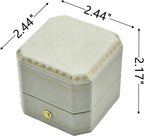 Velvet Ring Box - Octagon Engagement Ring Box with Hinged Lid for Proposal Engagement Wedding, Proposal Ring Case Jewelry Box with Gold Lace PRB001-Sage Green