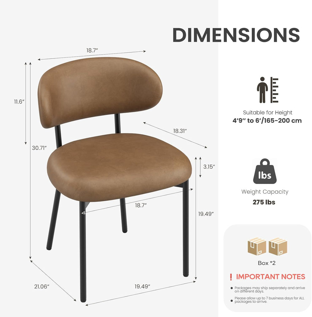Upholstered Dining Chairs Set of 6, Modern Faux Leather Kitchen Chairs with C...