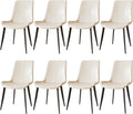 Dining Chairs, Modern PU Leather Dining Room Chair with Sturdy Metal Legs, Upholstered Seat Dinner Chairs Accent Side Chairs for Indoor Kitchen Living Room Restaurant Cafe (Cream, Set of 8)