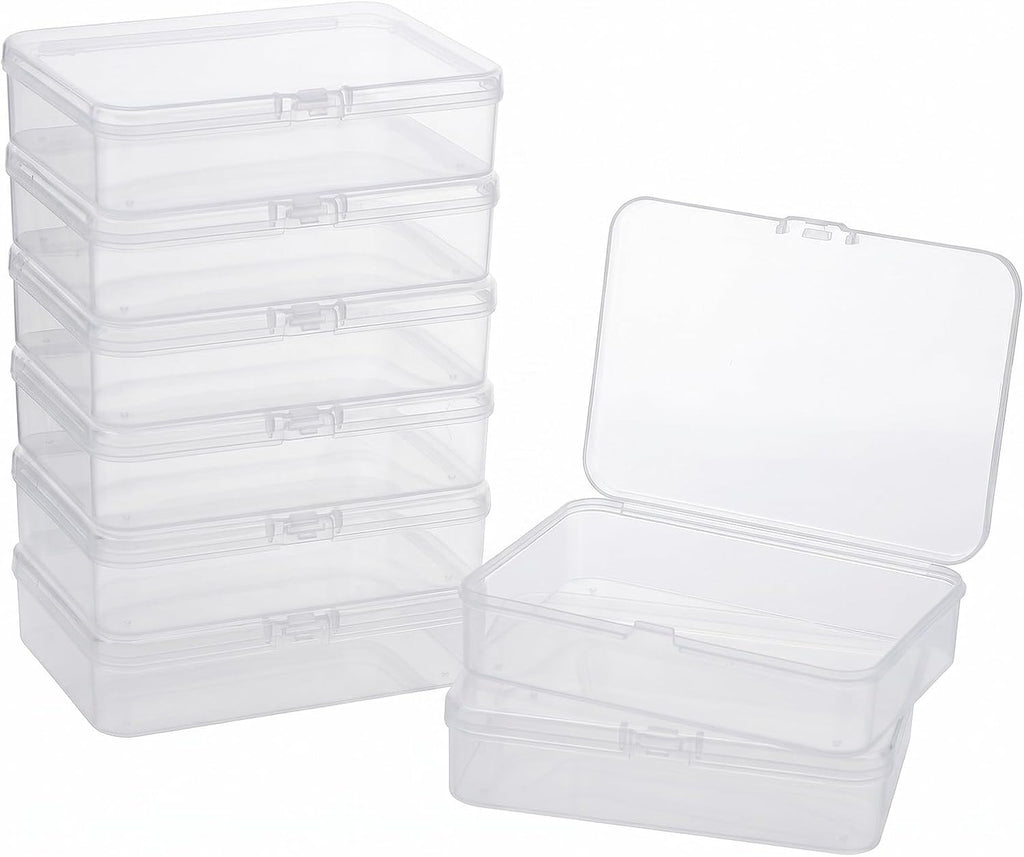 8 Pcs Small Plastic Case, 4x3x1 Inch Mini Plastic Storage Containers Box with Lid, Clear Rectangle Box Organizer for Collecting Small Items, Beads, Jewelry, Cards, Crafts