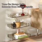 Small Acrylic Ladder Bookshelf, 3-Tier Freestanding Ladder Shelf Bookcase, Multipurpose Narrow Storage Rack for Living Room, Office(Clear)