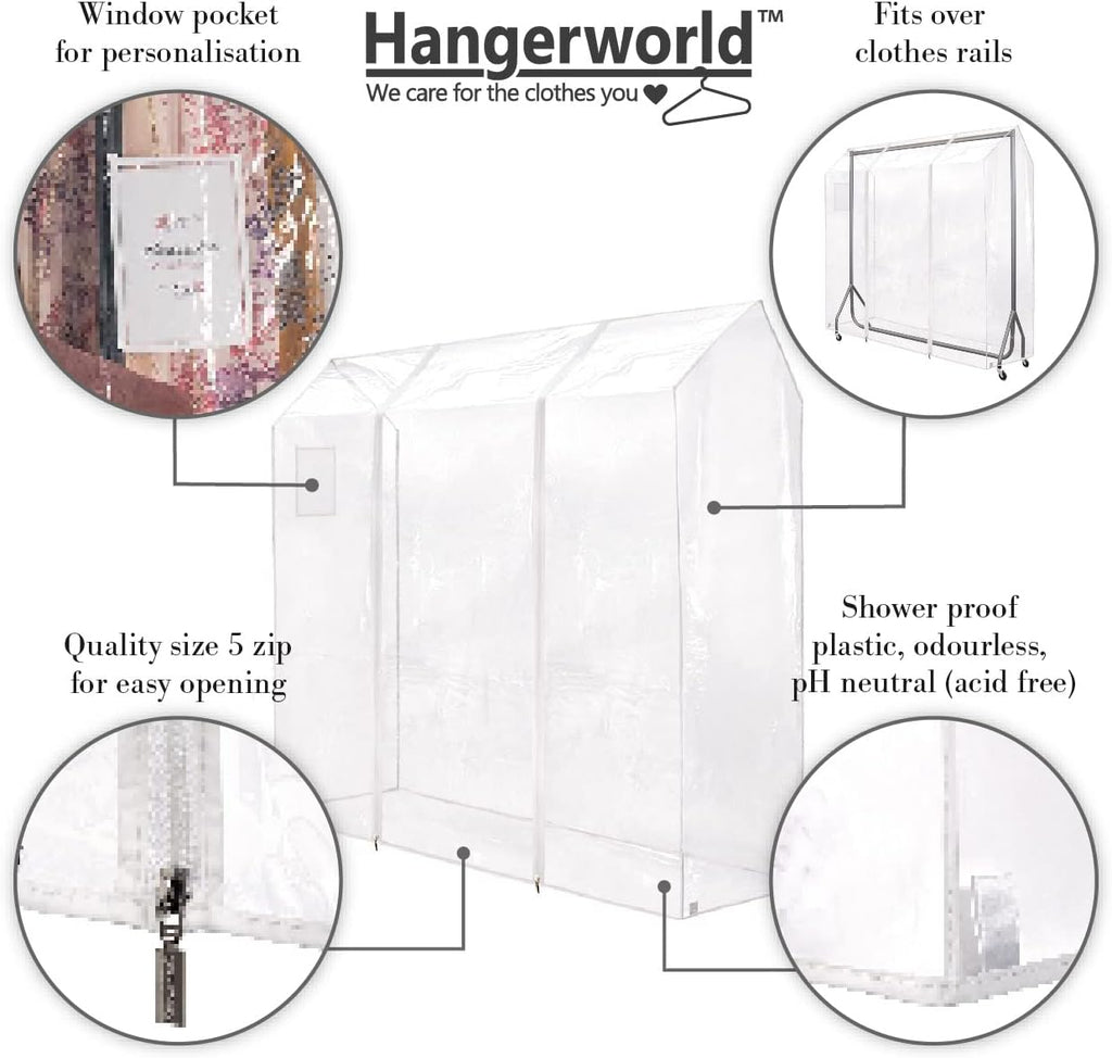 HANGERWORLD 5ft Clothes Garment Rack Cover for Open Closet Clear Showerproof COVER ONLY (60"x24"x65")