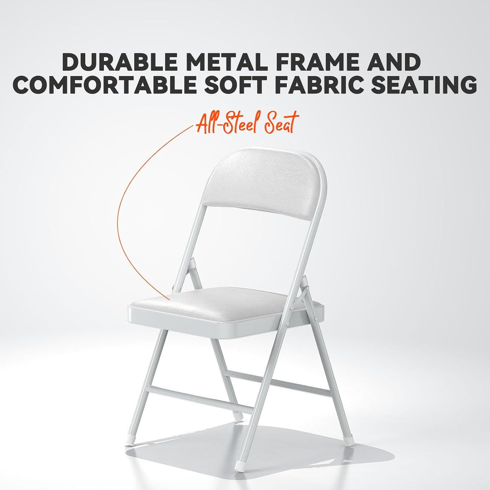 Nazhura Folding Chairs with Padded Vinyl Cushion Chairs with Comfortable Cush...