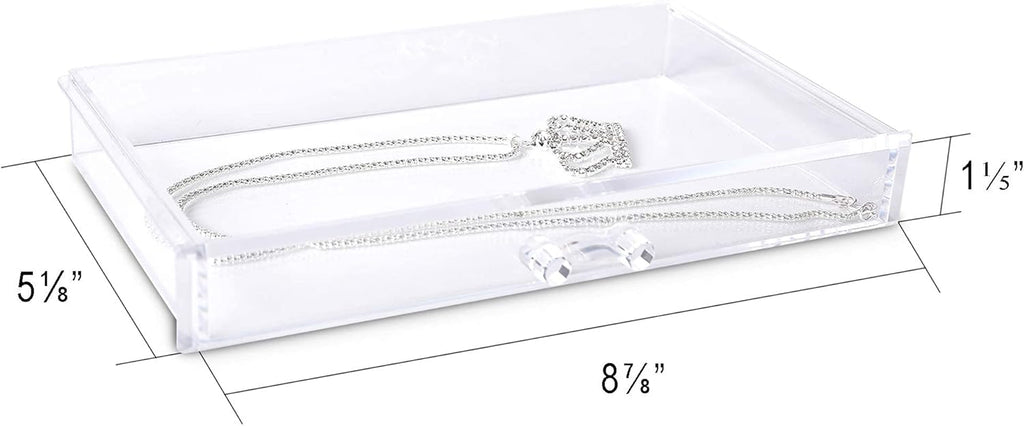 Frebeauty Extra Large Acrylic Jewelry Box for Women Girls 5 Layers Clear Velvet Earring Organizer with 5 Drawers Rings Display Case Necklaces Holder Tray (Beige)