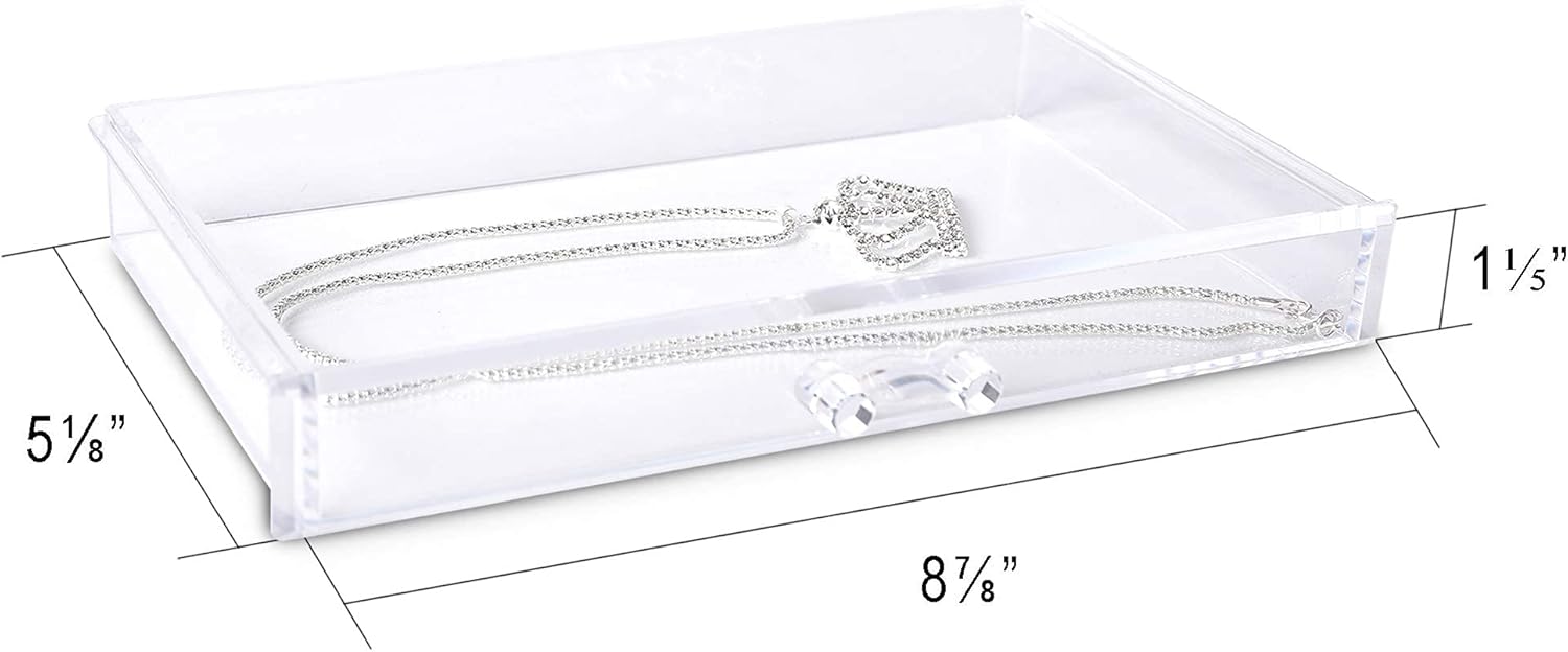 Frebeauty Extra Large Acrylic Jewelry Box for Women Girls 5 Layers Clear Velvet Earring Organizer with 5 Drawers Rings Display Case Necklaces Holder Tray (Beige)