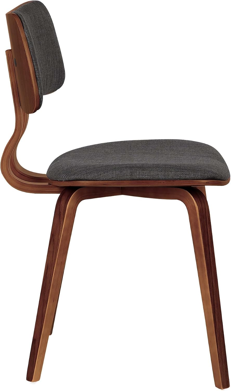 Armen Living Jaguar Dining Chair in Charcoal Fabric and Walnut Wood Finish,Ch...