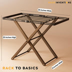 Luxury Expandable Luggage Rack for All Suitcase Sizes, Folding Stand Essential for Hotels, AirBnB, Guest Room; Extends 35” Inches, Holds up to 170 lbs, Durable Steel & Solid Wood, NO Assembly Required