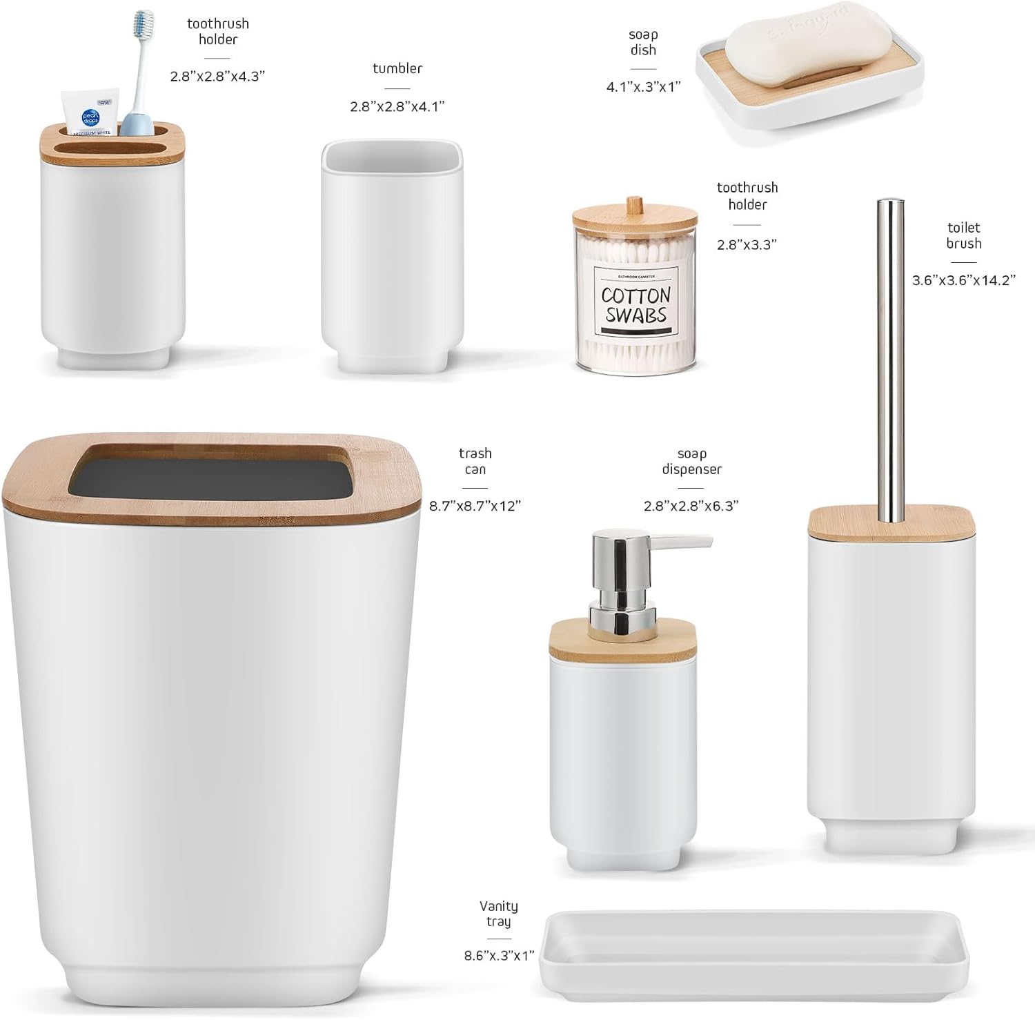 Bathroom Accessories Set,White Bathroom Set,24 Pieces Bathroom Accessory Set with Shower Curtain,Trash Can for Bathroom Accessories Décor and Home Gifts