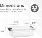 Superio Storage Bins with Lids- 6 Pack, 2.3 Qt Clear Boxes for Organizing, Stackable Plastic Containers- BPA Free, Non-Toxic, Odor Free, Organizer for Home, Office, Dorm