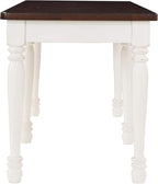 Crosley Furniture Shelby 6-Piece Traditional Dining Table Set for 7 with 4 Chairs and a Wood Bench, Distressed White