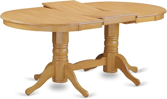 East West Furniture VAAN9-OAK-W 9 Piece Modern Dining Table Set Includes an Oval Wooden Table with Butterfly Leaf and 8 Dining Room Chairs, 40x76 Inch, Oak
