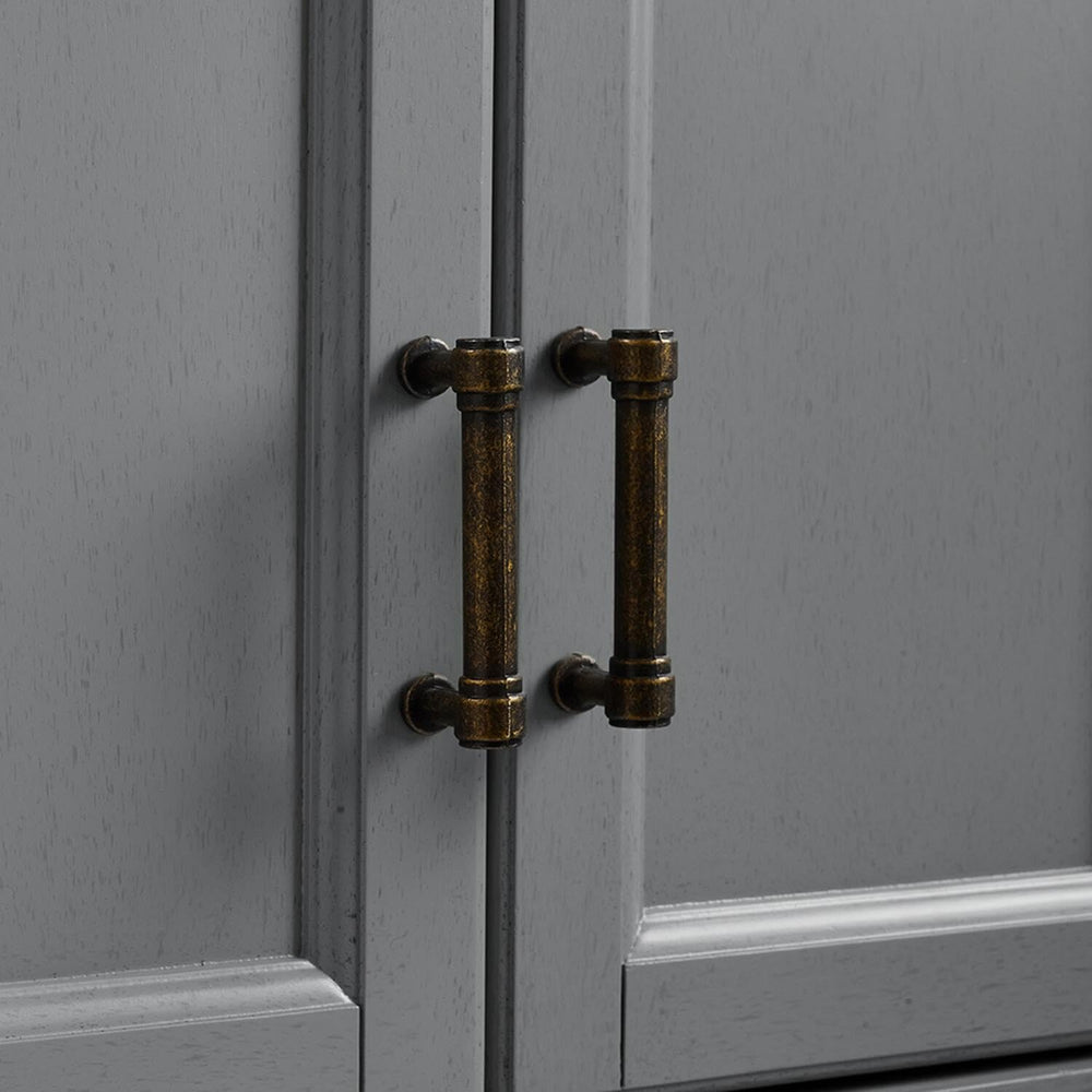 Maykoosh Pantry Cabinet Set, 2 Piece Storage Organizer, Distressed Gray, Meta...