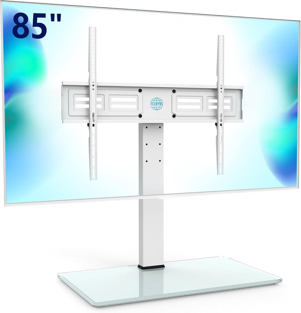 FITUEYES Universal TV Stand with Swivel Mount for 50-85 Inch TV, White | Tabl...