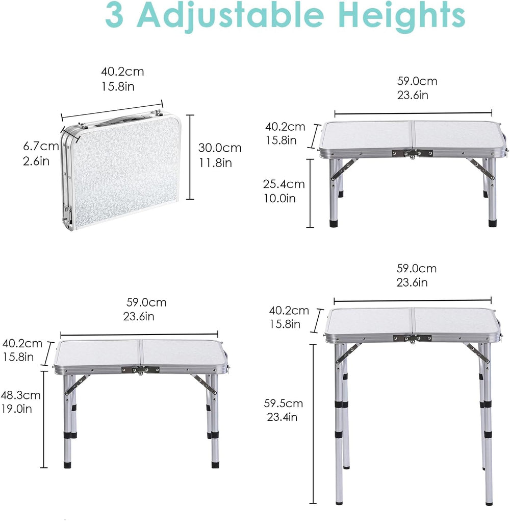 YihuiKo Folding Camping Table with Adjustable Height, Small Portable Table