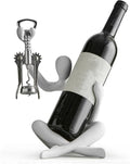XINXUAN Abstract Wine Bottle Holder Home Decor, Resin Hollow-Out Design Decorative Wine Rack (White)