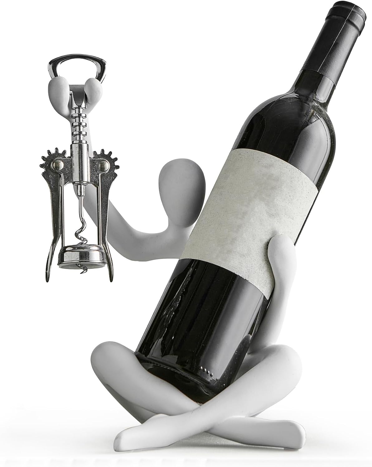 XINXUAN Abstract Wine Bottle Holder Home Decor, Resin Hollow-Out Design Decorative Wine Rack (White)