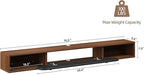Furninova Floating TV Stand,Wall Mounted Entertainment Center for 75+ Inch TV,Plywood Floating Media Console with 1 Flip Down Door & Cable Management,Modern Space Saving TV Shelf,70'' (Walnut & Black)