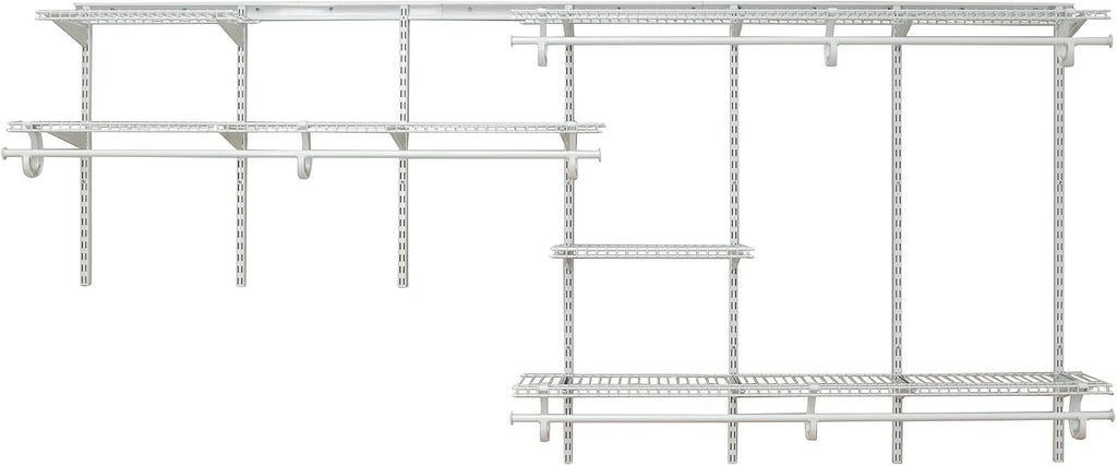 ClosetMaid ShelfTrack Wire Closet Organizer System Adjustable from 7 to 10 Ft, with Shelves, Clothes & Wire Hanging Shelf Basket for Storage, Organization in Closet or Pantry