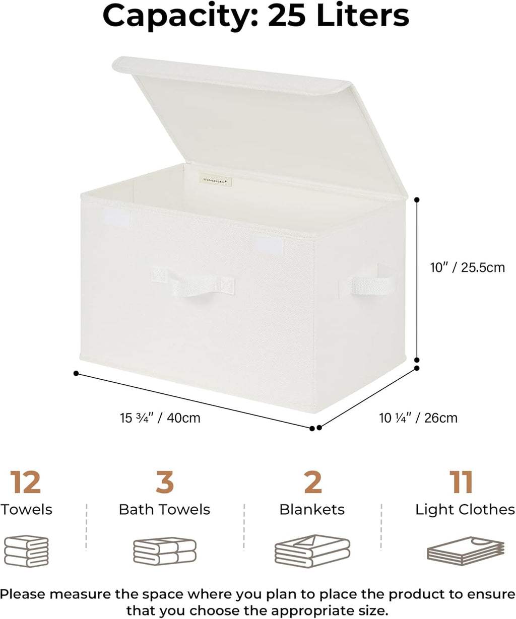 GRANNY SAYS Storage Bins with Lids, Fabric Storage Boxes, Closet Organizers and Storage, Ivory White, 2-Pack