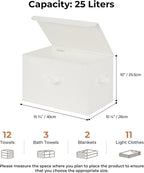 GRANNY SAYS Storage Bins with Lids, Fabric Storage Boxes, Closet Organizers and Storage, Ivory White, 2-Pack