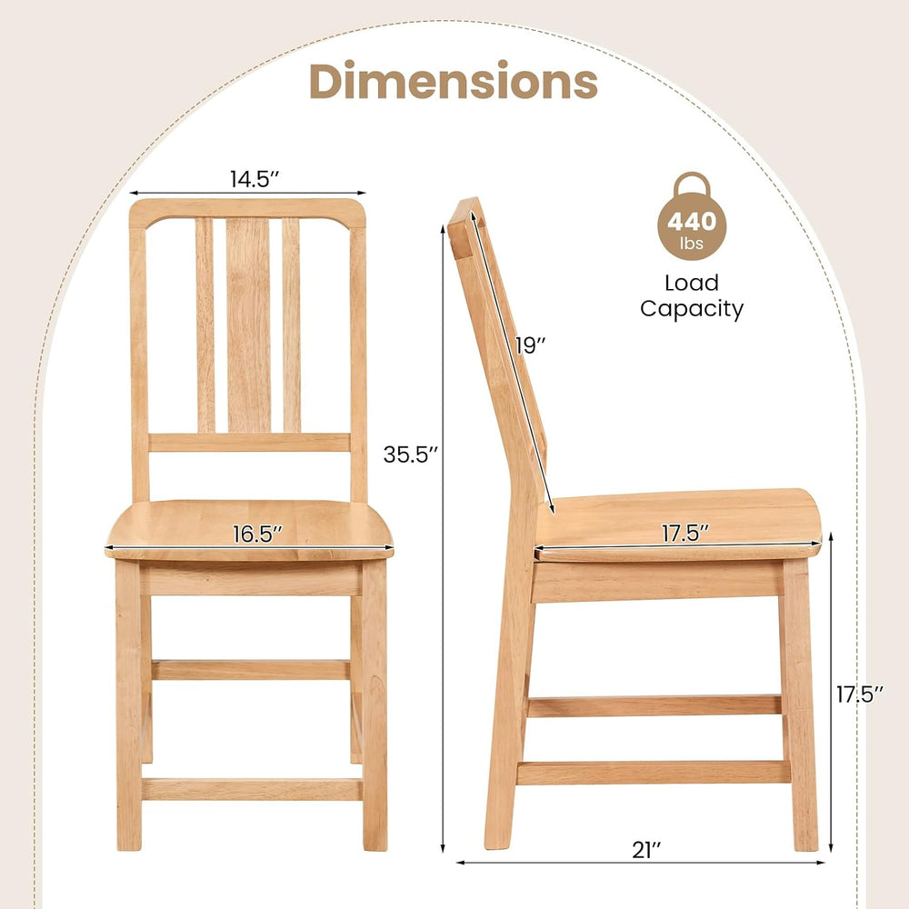 GIANTEX Wood Dining Chairs Set of 4, Natural Wooden Style,Hollowed Backrest