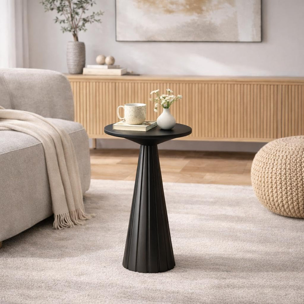 COZAYH Rustic Pedestal End Table, Farmhouse Round Martini Table Wood Plant St...