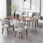VKNOW Wooden Dining Chairs Set of 4, Modern Fabric Upholstered Dining Room Chair Kitchen Chairs, Farmhouse Dinner Chair for Kitchen Dining Room, Grey