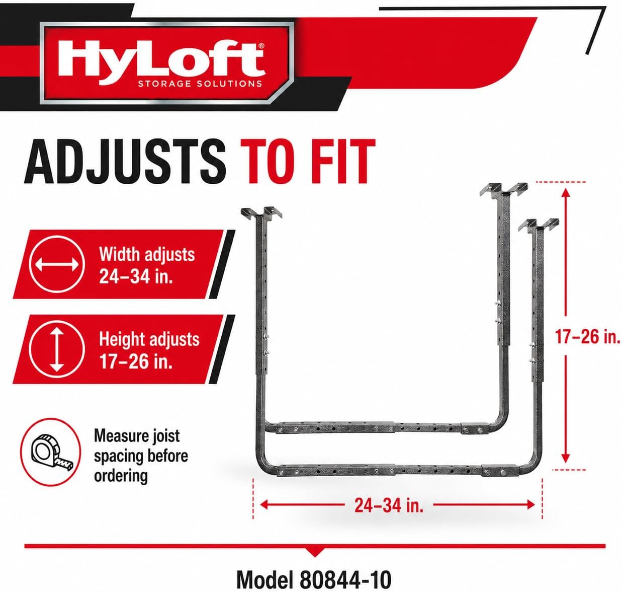 HyLoft Adjustable Garage Ceiling Mount Storage Rack Kit, Ceiling Shelving Mounts, 34 in. x 26 in., 80844-10, Hammertone