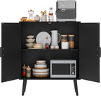Storage Cabinet with Adjustable Shelf & Doors, Sideboard Buffet Cabinet with Storage, for Dining Room, Living Room, Entryway, Black