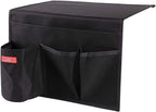 Bedside Storage Organizer - Table Cabinet Organizer Caddy for Remotes, Phone, Glasses (4 Pockets - Black)