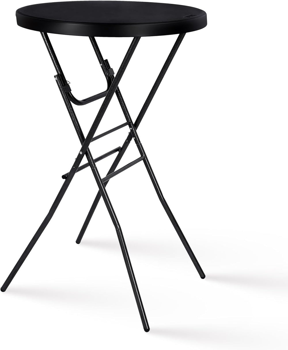 Byliable 28in Cocktail Folding Table, Round High Top Bar Height Black Table |...