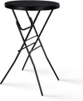 Byliable Cocktail Table 28in High Top Round Folding Indoor Outdoor, Plastic Bar Height Foldable Bistro Tall Table for Party, Patio, Dining Room, Kitchen, Events, Removable Locking Legs, Black