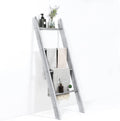 Tangkula 4-Tier Wooden Blanket Ladder, 4.5 ft Farmhouse Storage Rack, Wall Leaning Ladder Shelf Stand, Decorative Blanket Shelf for Living Room, Bathroom & Bedroom (Grey)