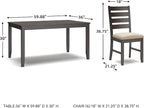 Signature Design by Ashley Rokane 7-Piece Dining Room Table Set with 6 Upholstered Chairs - Brown Wood 20" Rectangular Table & Chair Set for Kitchen Dining Room