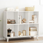 IOTXY Open Cube Low Bookcase - 2-Tier Freestanding Storage Display Cabinet Organizer with Legs for Home Office, 6-Cubes Open Shelf Short Bookshelf, White