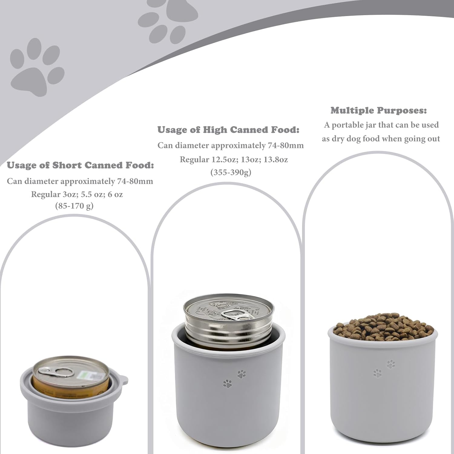 Original Canned Dog Food Storage Container | Silicone Can Cover Pet Food Sealer | BPA Free, Airtight, Dishwasher & Freezer Safe (Grey)