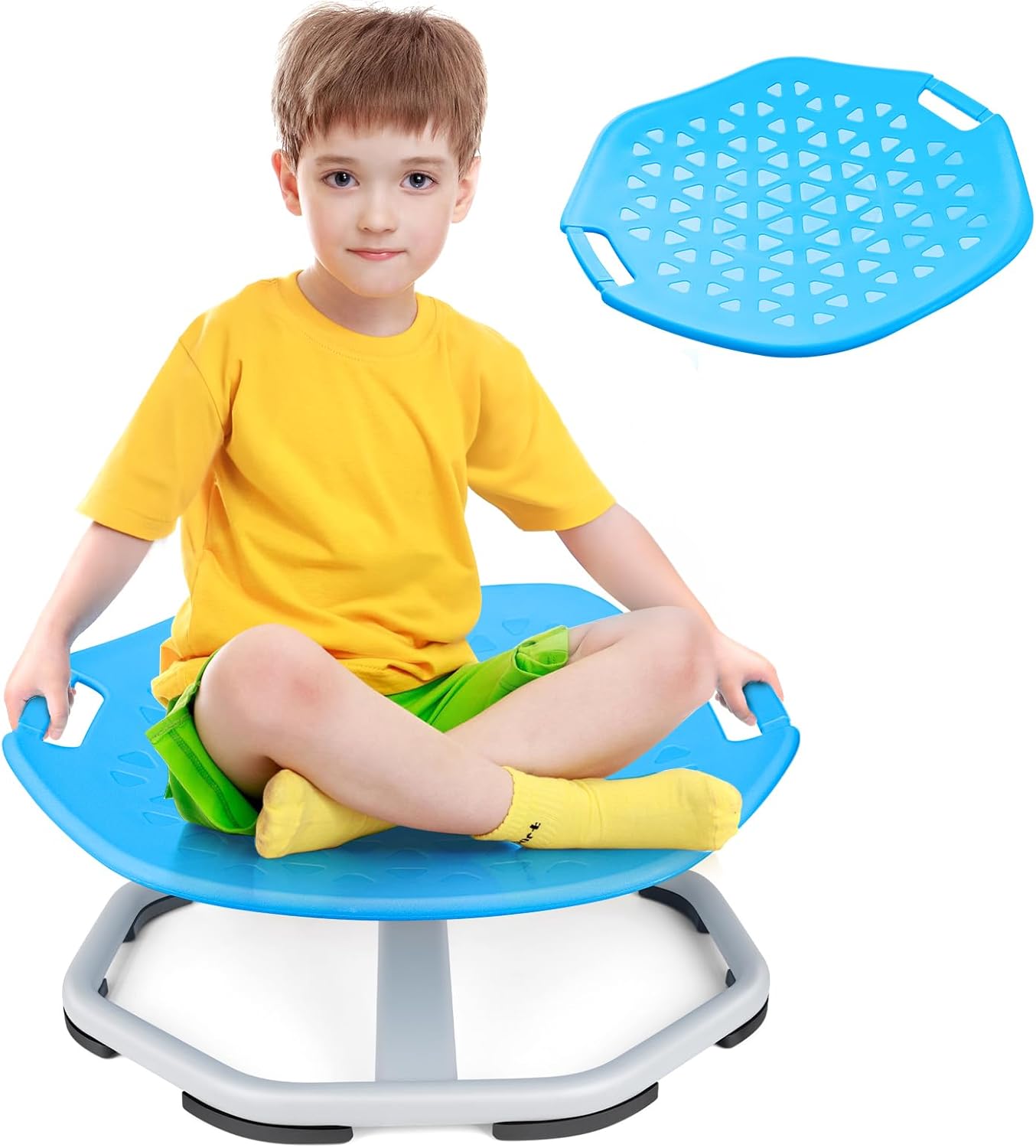 Upgraded Sensory Spinning Chair for Autistic Kids with Handles, Spin Chair for Kids Autism & ADHD, 360° Rotating Seat for Balance and Coordination, Enhancing Motor Skills, Blue
