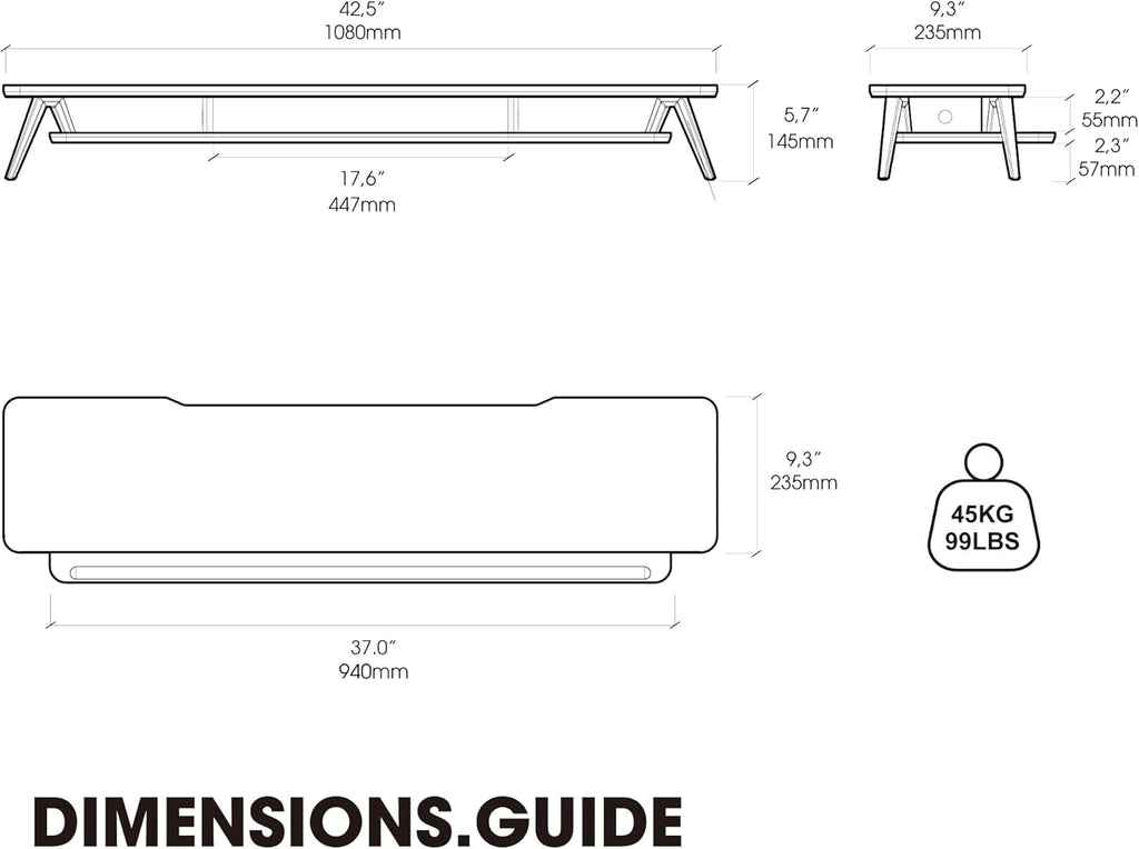 Fenge Dual Monitor Stand, Monitor Stands Riser for 2 monitors, 42.5 Inch Wood Desk Shelf with Storage Organizer and Cable Management for Office Desk Accessories