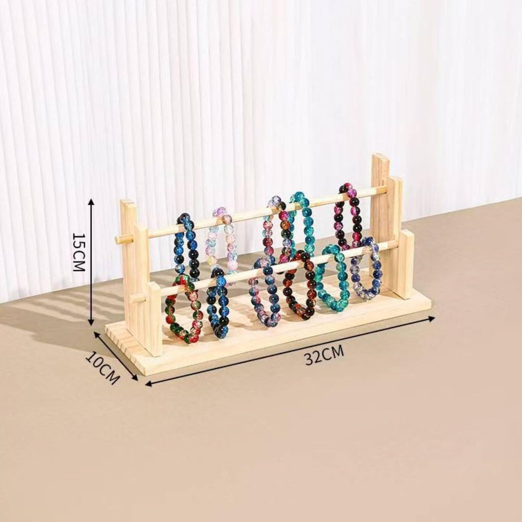 Hair Hoop Shelf Wooden Organizer Multi-Tier Headband Rack Scrunchie Display Ladder Stand Solid Wood Structure Suitable for Bedroom Vanity Dorm Wardrobe, Modern-C
