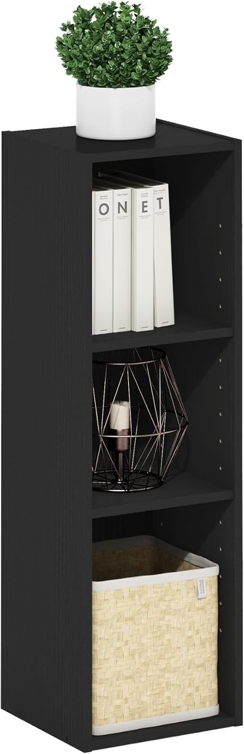 Furinno Fulda Book Shelf, 3-Tier Narrow Bookshelf, Bookcase with 10-in Width ...