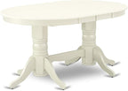 East West Furniture VABO7-LWH-W 7 Piece Dining Set Consist of an Oval Dining Room Table with Butterfly Leaf and 6 Wood Seat Chairs, 40x76 Inch, Linen White