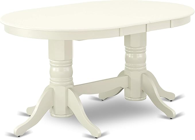 East West Furniture VAVA9-LWH-C 9 Piece Dining Set Includes an Oval Dining Room Table with Butterfly Leaf and 8 Linen Fabric Upholstered Kitchen Chairs, 40x76 Inch, Linen White