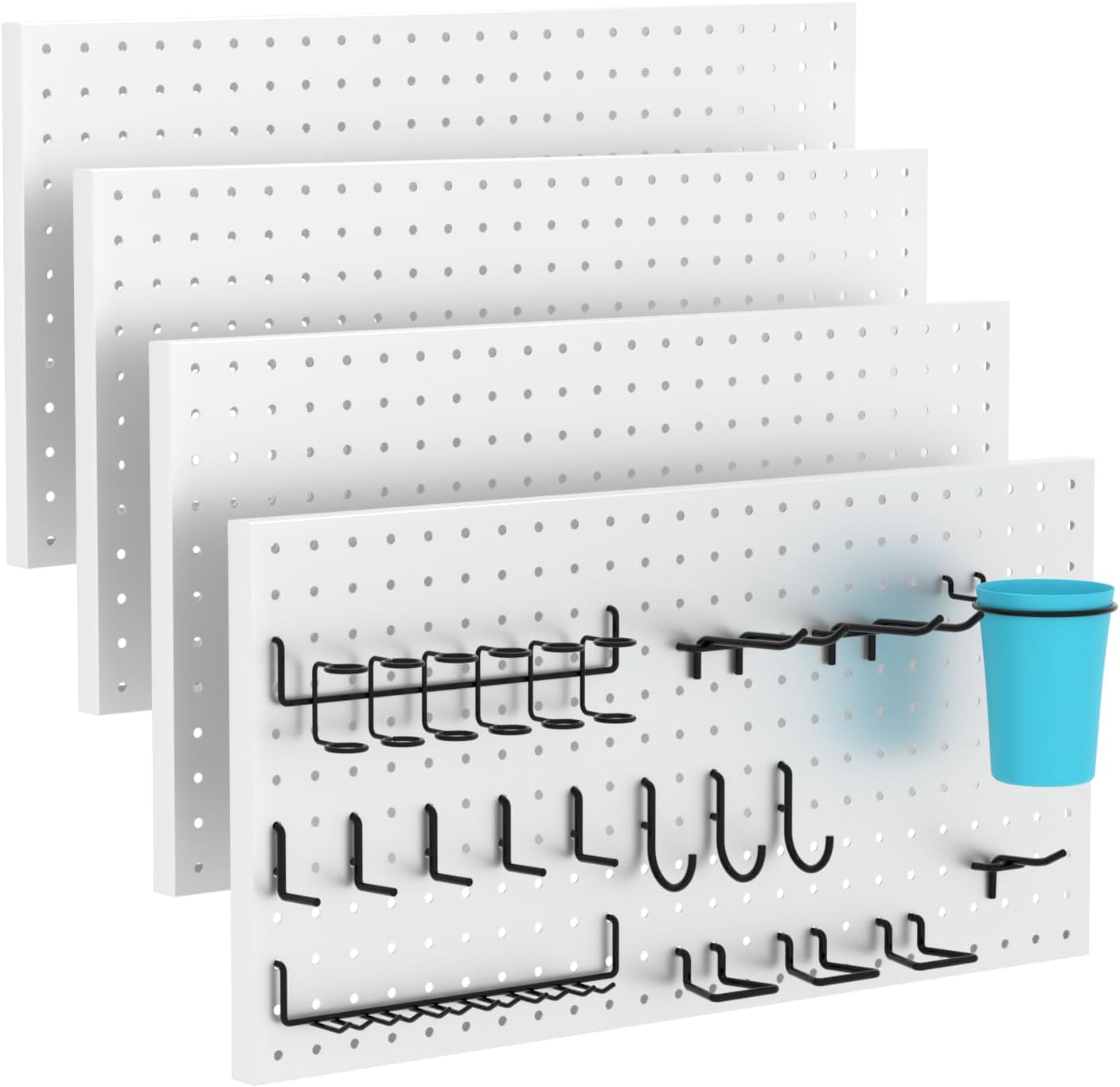4 PCS - 12" W x 24" H x 0.78" D Metal Pegboard Wall Organizer, Compatible with All 1/8" and 1/4" Hooks, Suitable for Wall Home, Garage Tool Storage, Office Organization, Craft Room, Kitchen