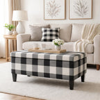 HomePop 36" Storage Ottoman Bench with Hinged Lid - Black Buffalo Plaid