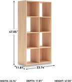 Signature Design by Ashley Piperton Contemporary 4-Tier Floor Standing 8 Cube Organizer, Wood, Works with 10.5" W x 10.5" D x 11" H Storage Bin (Sold Separately), Light Brown